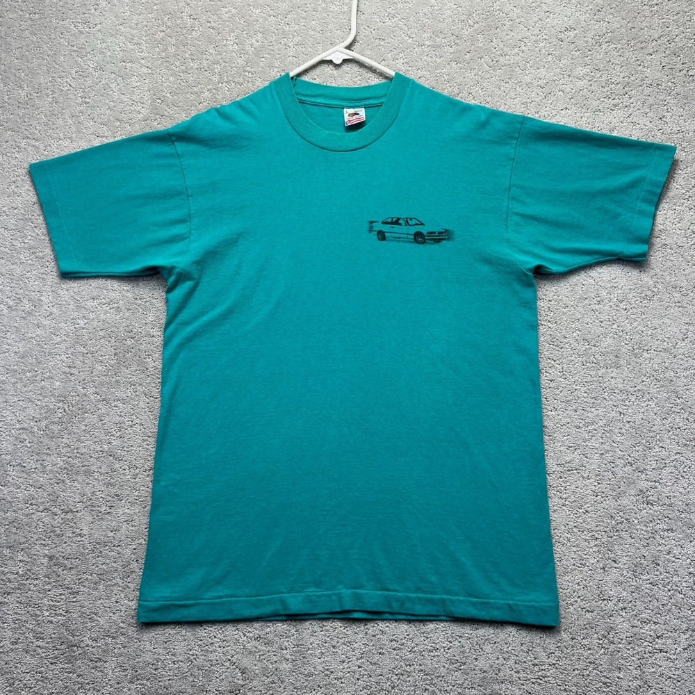 VINTAGE Fruit of the Loom T-Shirt Mens Large Teal BMW E36 Car Single Stitch 90s